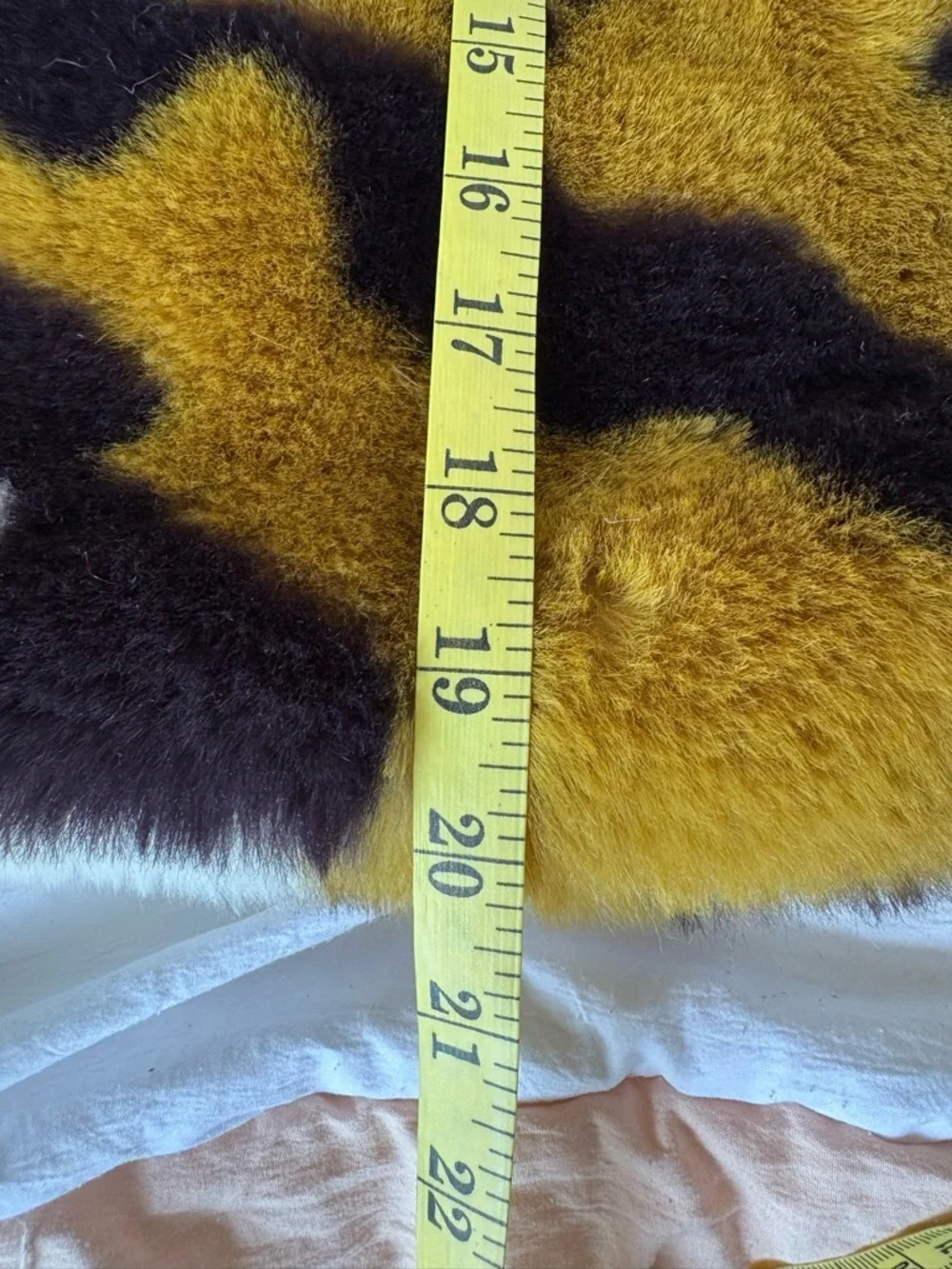 Anthropologie Mustard Yellow Black‎ Tiger Stripe Fluffy Faux Fur Pillow Case